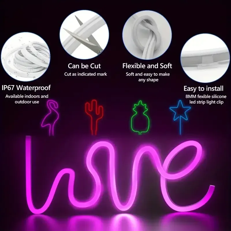 Bande LED néon RGB 3535 DC24V avec prise EU, 5/10/15/20/30 m, synchronisation musicale Bluetooth, étanche, pour décoration intérieure et extérieure 3