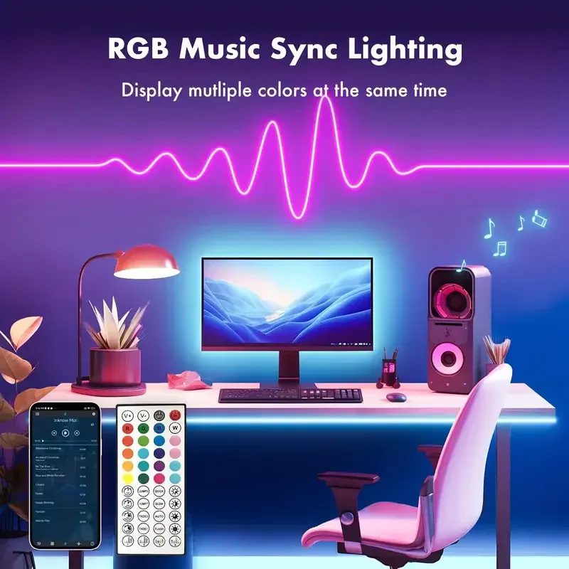 Bande LED néon RGB 3535 DC24V avec prise EU, 5/10/15/20/30 m, synchronisation musicale Bluetooth, étanche, pour décoration intérieure et extérieure 4