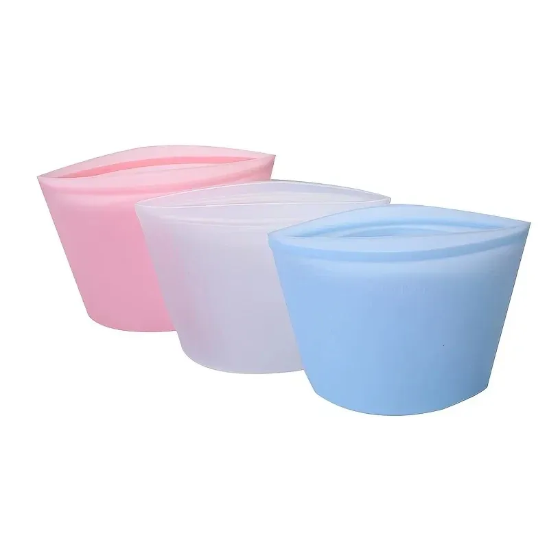 Sacs de conservation réutilisables en silicone – Sacs de congélation hermétiques et étanches de qualité alimentaire pour viandes, légumes, marinades et repas - Image 1