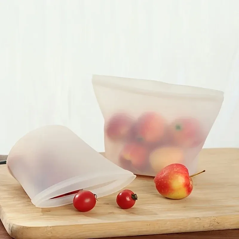 Sacs de conservation réutilisables en silicone – Sacs de congélation hermétiques et étanches de qualité alimentaire pour viandes, légumes, marinades et repas 6