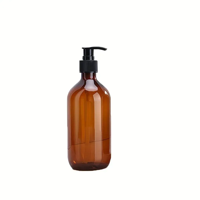 Distributeur de savon de salle de bain, 1 pièce, 300 ml / 500 ml, ambre, pompe à pression rechargeable pour shampoing, lotion et gel cosmétique 8
