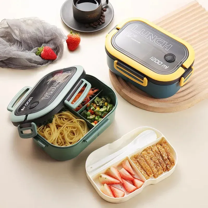 Ce titre est déjà en français. Voici une version plus nette et professionnelle :
Boîte à repas double couche avec fourchette et cuillère, boîte bento à fruits pour un transport facile, boîte à déjeuner sûre au micro-ondes et pratique - Image 1
