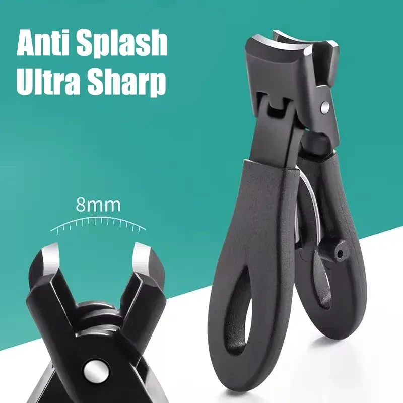 Coupe-ongles ultra tranchant en acier inoxydable à large mâchoire, anti-éclaboussures, outil de manucure et pédicure 2