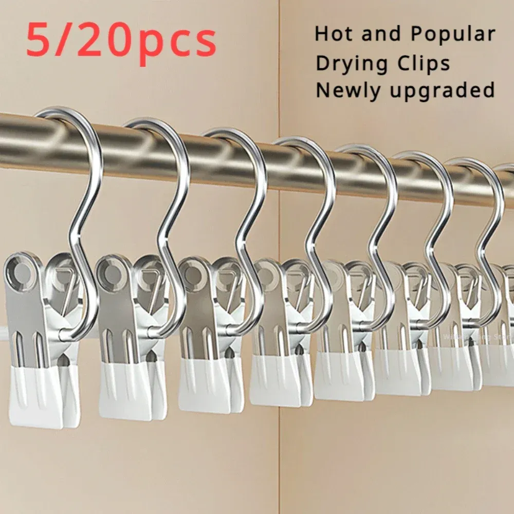 Cintres portables en acier inoxydable avec pinces à linge pour vêtements
