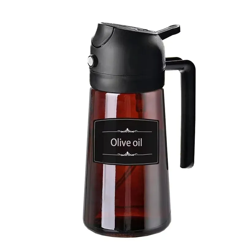 Distributeur d'huile d'olive 470 ml 2-en-1 (pulvérisateur et verseur) en verre épais, anti-fuite, écologique, pour la cuisson 9