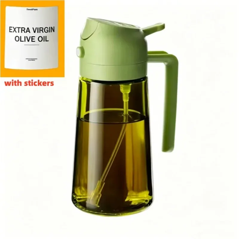 Distributeur d'huile d'olive 470 ml 2-en-1 (pulvérisateur et verseur) en verre épais, anti-fuite, écologique, pour la cuisson 10