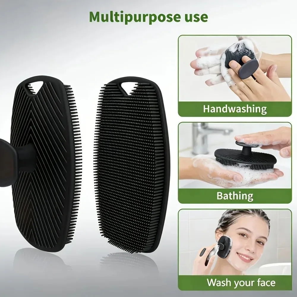 Lot de 2, 3 ou 4 brosses de douche en silicone à long manche pour le dos, massage du cuir chevelu et exfoliation douce 2