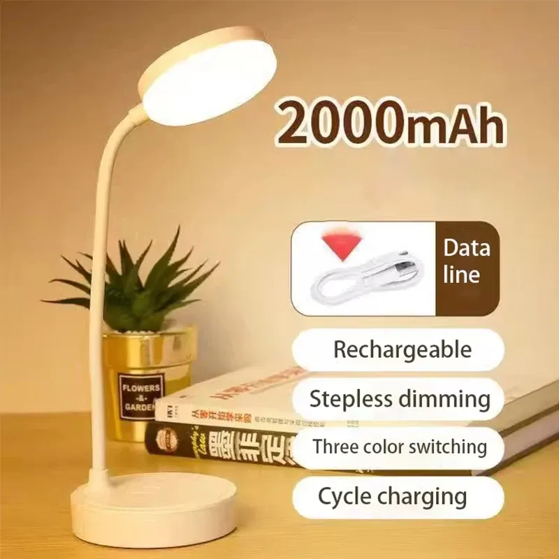 Lampe de bureau LED portable à protection des yeux, 3 modes de gradation, charge tactile USB, idéale pour chambre et chevet 1