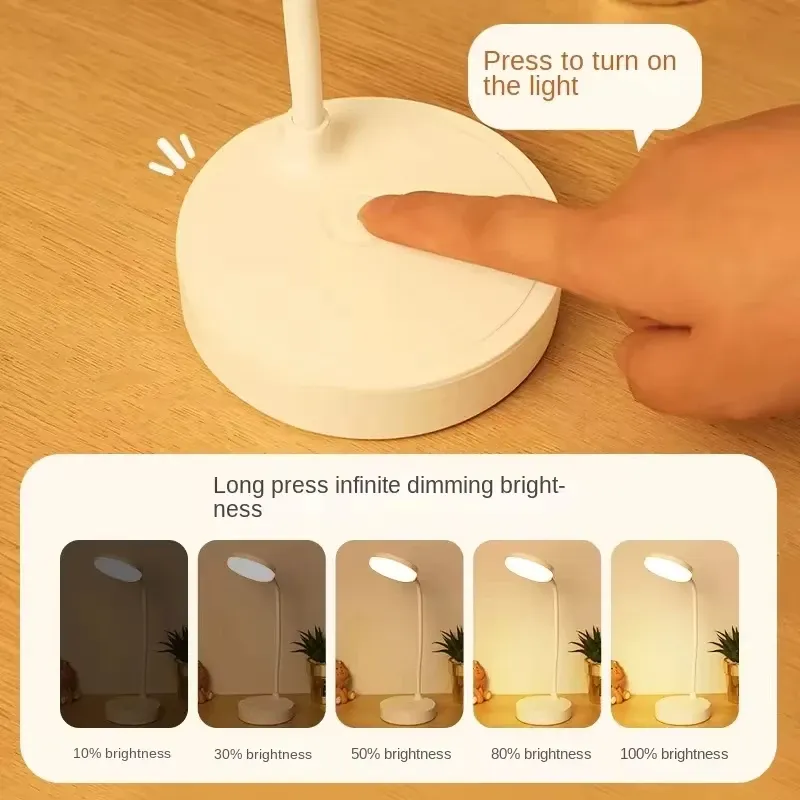 Lampe de bureau LED portable à protection des yeux, 3 modes de gradation, charge tactile USB, idéale pour chambre et chevet 5