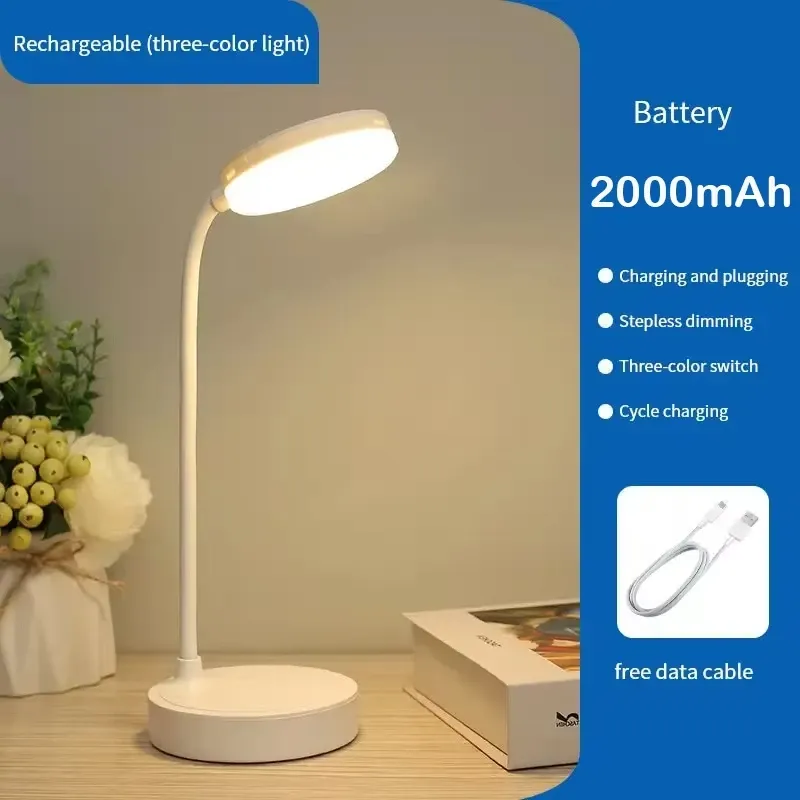Lampe de bureau LED portable à protection des yeux, 3 modes de gradation, charge tactile USB, idéale pour chambre et chevet 7