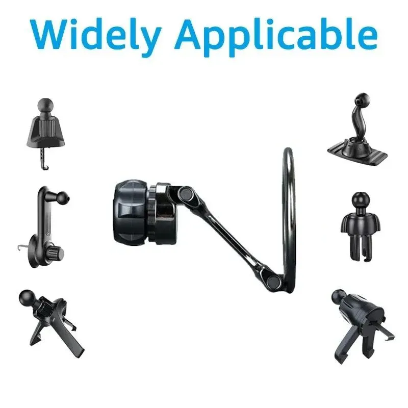 Tige d'extension pliable universelle pour support magnétique de téléphone de voiture, embase à rotule 17 mm 2