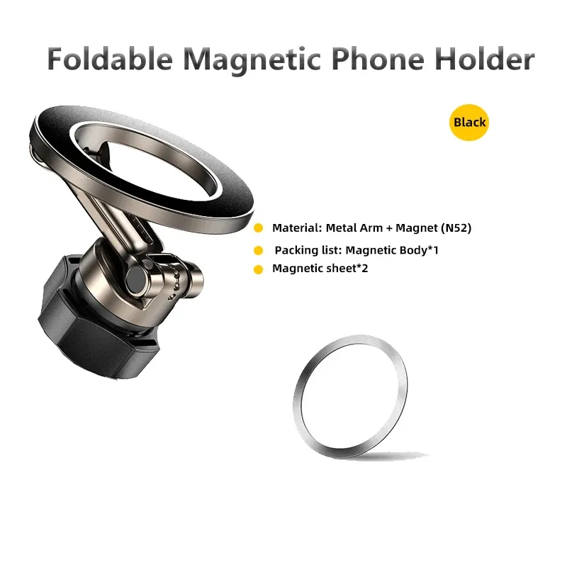 Tige d'extension pliable universelle pour support magnétique de téléphone de voiture, embase à rotule 17 mm 8