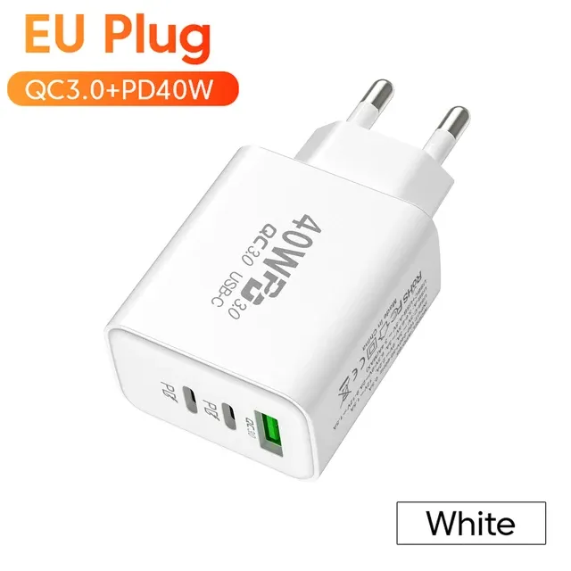 Chargeur mural USB-C PD 60W à charge rapide, 3 ports, prise UE/US, compatible iPhone 14/13, Xiaomi, Huawei, Samsung 7