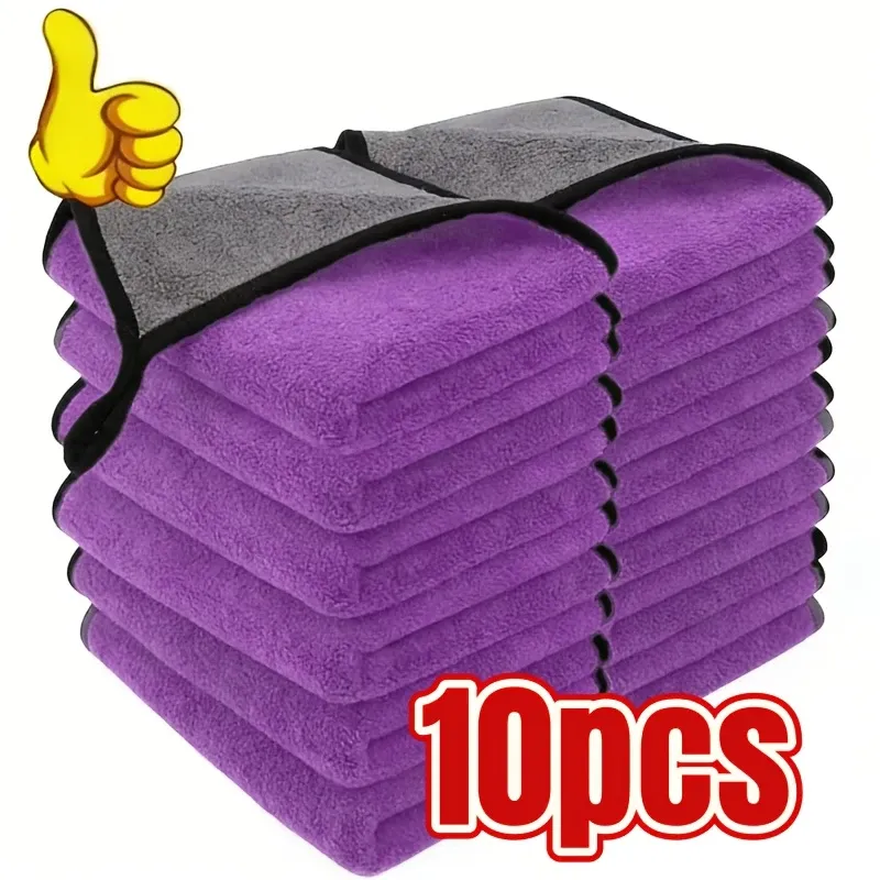 Lot de 10 serviettes en microfibre pour nettoyage automobile, douces, épaisses et absorbantes, sans peluches 7