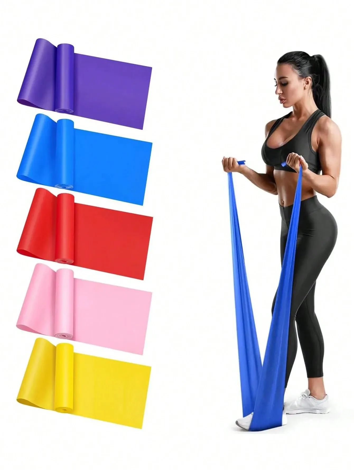 Bande de résistance portable pour yoga et pilates, haute élasticité, idéale pour l'entraînement complet du corps à domicile (1 pièce) - Image 1