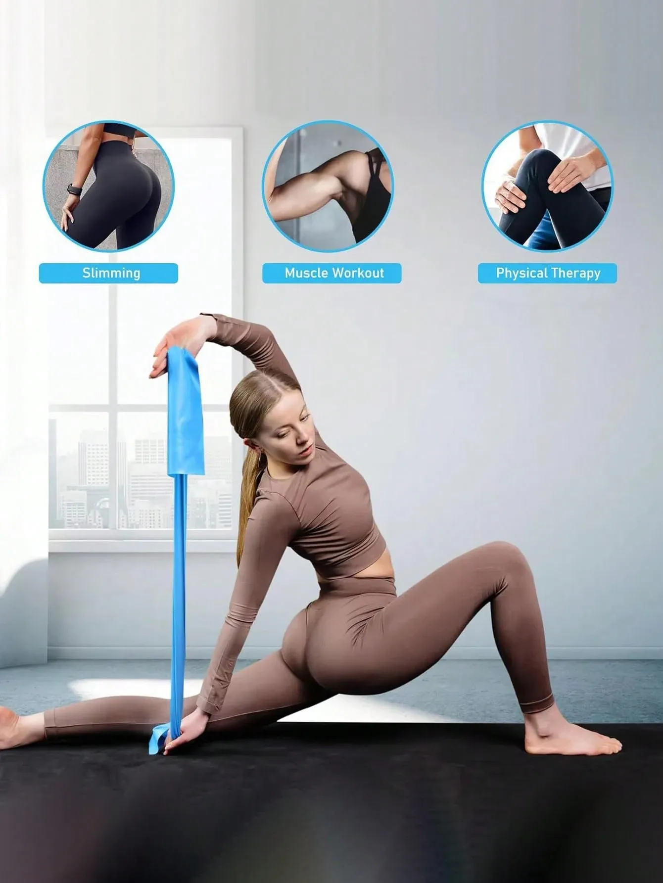 Bande de résistance portable pour yoga et pilates, haute élasticité, idéale pour l'entraînement complet du corps à domicile (1 pièce) 4