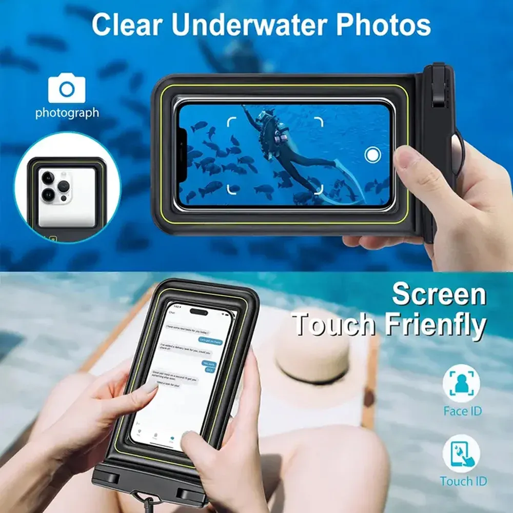Étui étanche pour téléphone avec cordon – Idéal pour la plage, la natation, le ski, la dérive et le surf 3