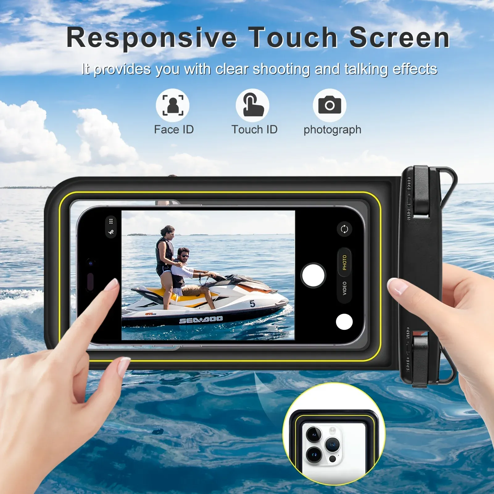 Étui étanche pour téléphone avec cordon – Idéal pour la plage, la natation, le ski, la dérive et le surf 2