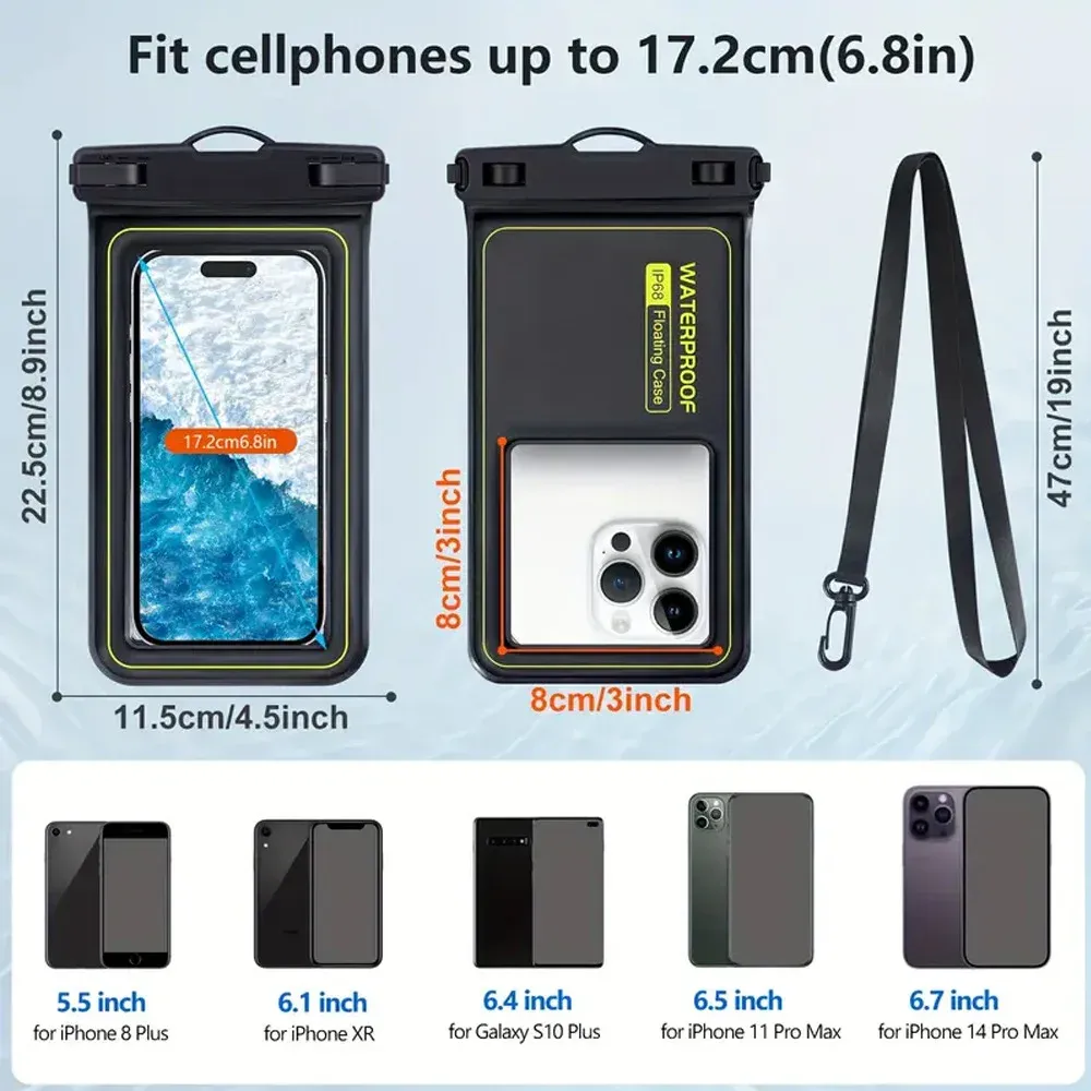 Étui étanche pour téléphone avec cordon – Idéal pour la plage, la natation, le ski, la dérive et le surf 4