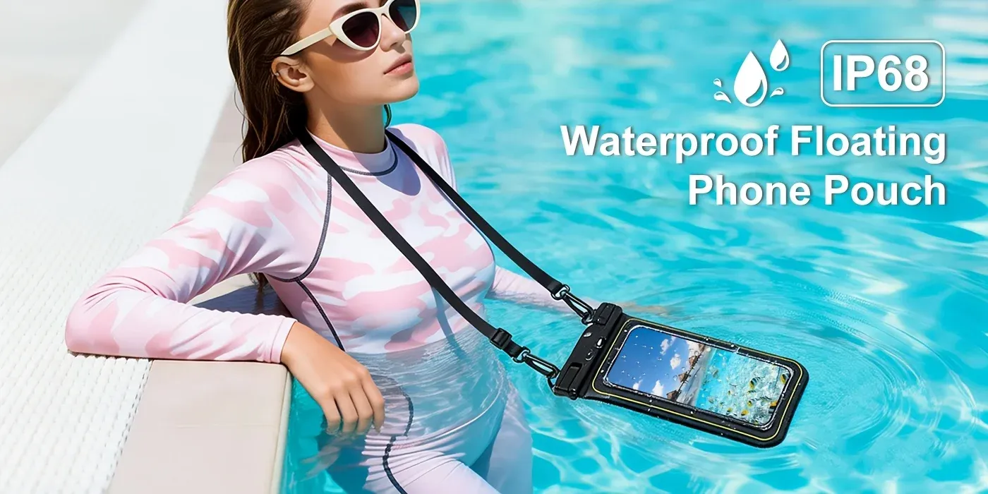 Étui étanche flottant pour téléphone, vue d'ensemble