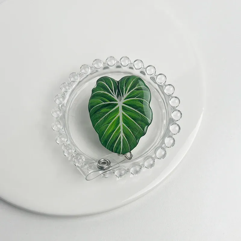 Porte-badge rétractable à motif feuilles tropicales pour cartes nominatives et badges 7