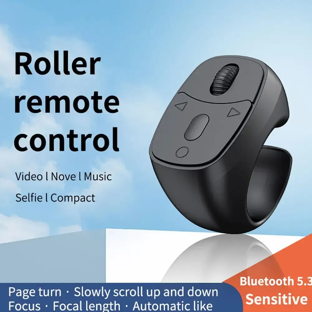 Mini tourne-page Bluetooth sans fil, télécommande à anneau pour le bout des doigts, compatible iPhone, Android, iPad et Kindle, à défilement, rechargeable par USB - Image 1