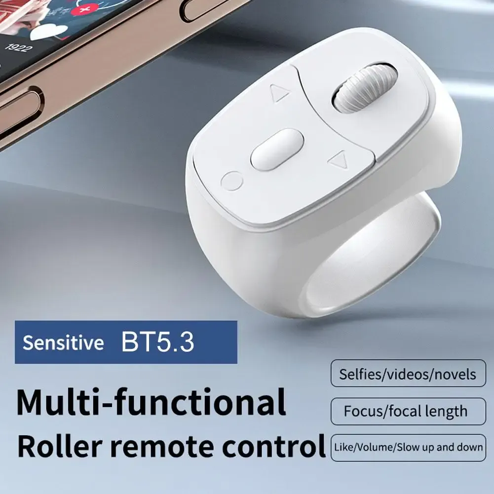 Mini tourne-page Bluetooth sans fil, télécommande à anneau pour le bout des doigts, compatible iPhone, Android, iPad et Kindle, à défilement, rechargeable par USB 5