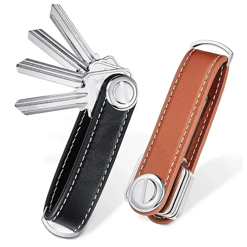 Porte-clés en cuir, détail du grain