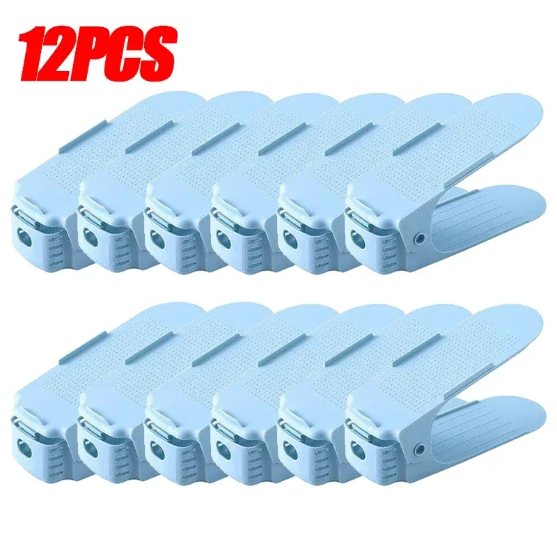 Range-chaussures empilable réglable à double niveau pour placard, gain de place (lot de 1 ou 12 pièces) 14