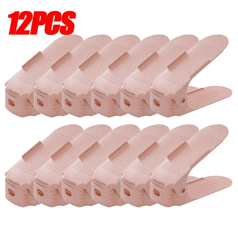 Range-chaussures empilable réglable à double niveau pour placard, gain de place (lot de 1 ou 12 pièces) 16