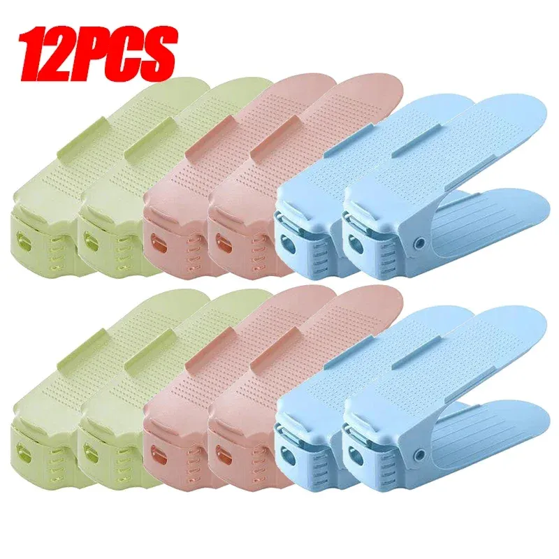 Range-chaussures empilable réglable à double niveau pour placard, gain de place (lot de 1 ou 12 pièces) 17