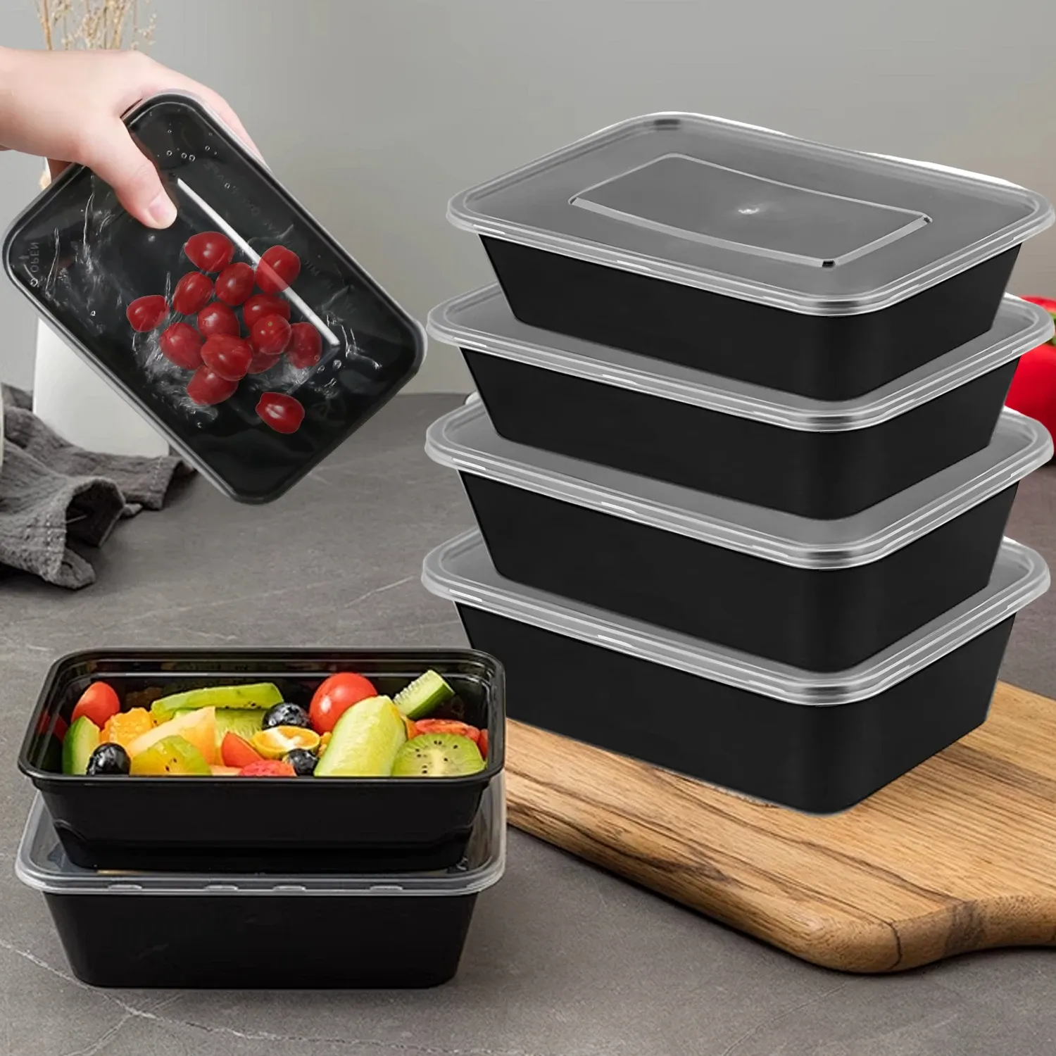 Boîtes d'emballage alimentaire jetables rectangulaires, lot de 1 à 100 pièces 3