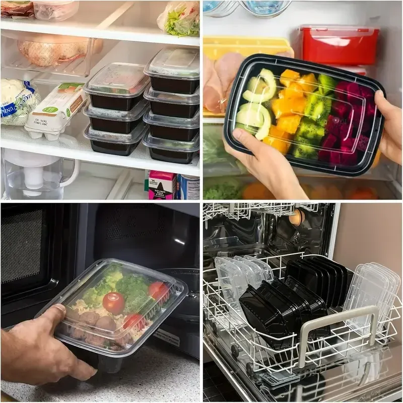 Boîtes d'emballage alimentaire jetables rectangulaires, lot de 1 à 100 pièces 6