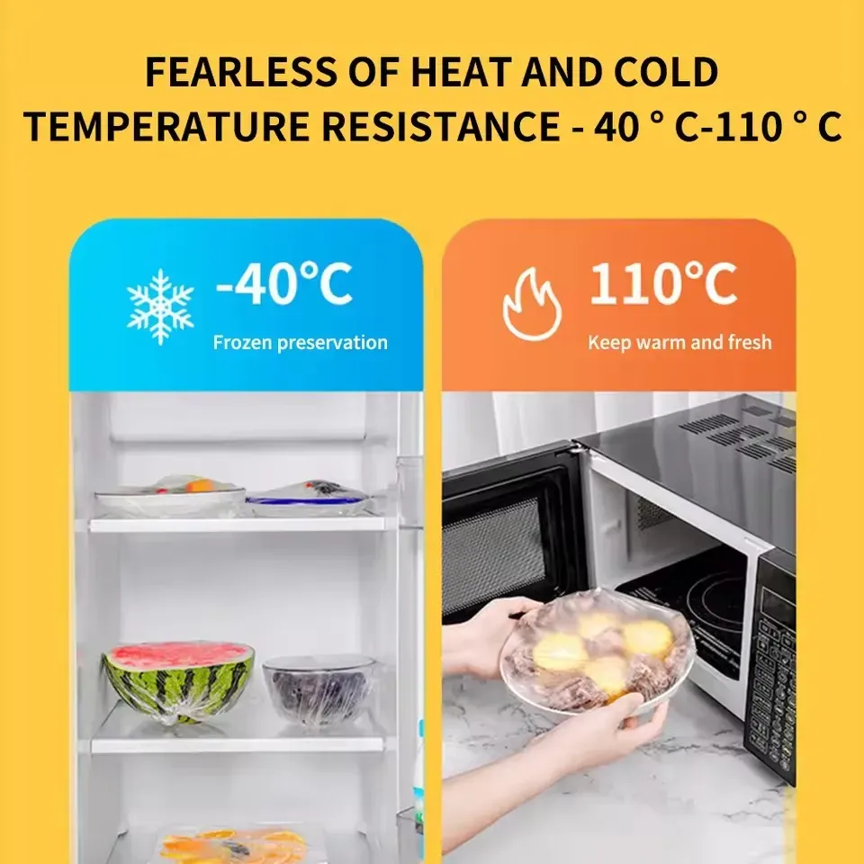 Sacs de conservation alimentaire en plastique transparent, de qualité alimentaire, réutilisables, pour emballage et conservation de la fraîcheur, film alimentaire coloré jetable pour cuisine 5