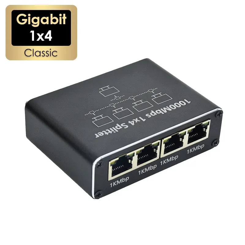 Répartiteur Ethernet 1 entrée 4 sorties Gigabit 1000 Mbps RJ45 Cat6 8