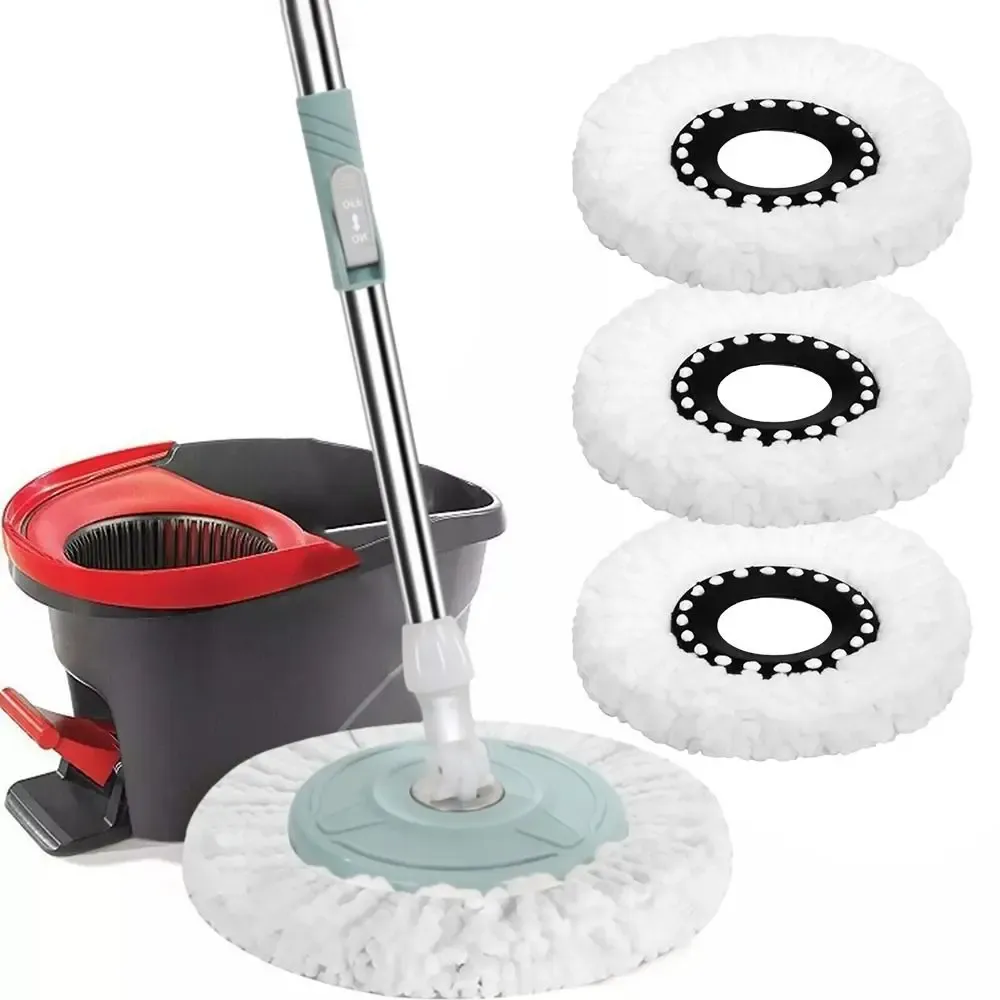 Tête de rechange pour balai rotatif en microfibre, forme ronde, recharges amovibles pour balai rotatif, nettoyage facile, tête de balai réutilisable, 1 pièce - Image 1