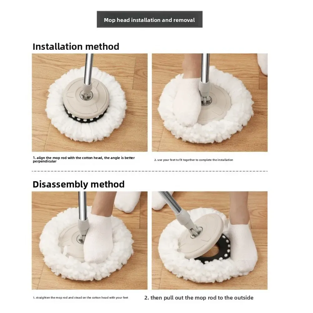 Tête de rechange pour balai rotatif en microfibre, forme ronde, recharges amovibles pour balai rotatif, nettoyage facile, tête de balai réutilisable, 1 pièce 6