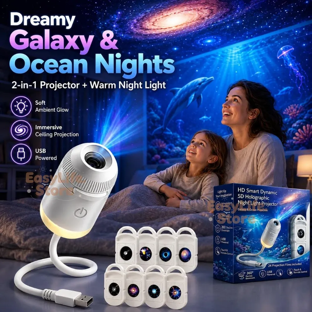 Projecteur de nuit holographique 2 en 1 Galaxie et Océan avec 24 films pour la décoration de chambre 3
