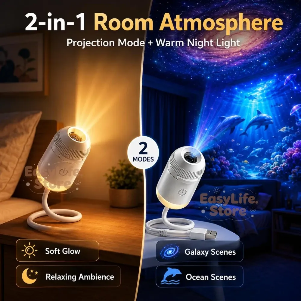 Projecteur de nuit holographique 2 en 1 Galaxie et Océan avec 24 films pour la décoration de chambre 4
