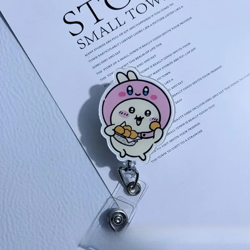 Porte-badge rétractable en acrylique à motif dessin animé Hachiware Usagi avec cordon, pour carte d'identité professionnelle d'infirmière 3
