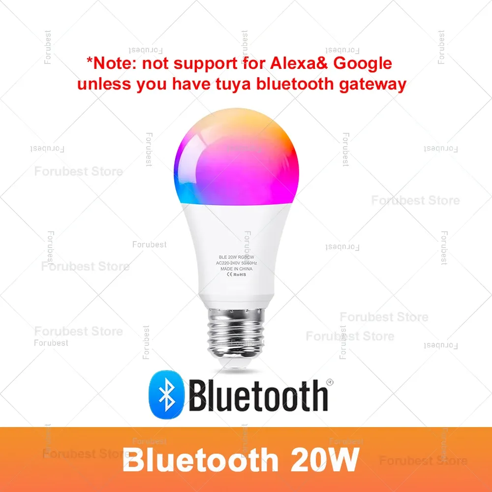 Tuya – Ampoule LED intelligente E27 RGB CW 15 W / 20 W, WiFi, Bluetooth, éclairage décoratif pour la maison, 220 V / 110 V, compatible Alexa, Amazon et Google Voice 9