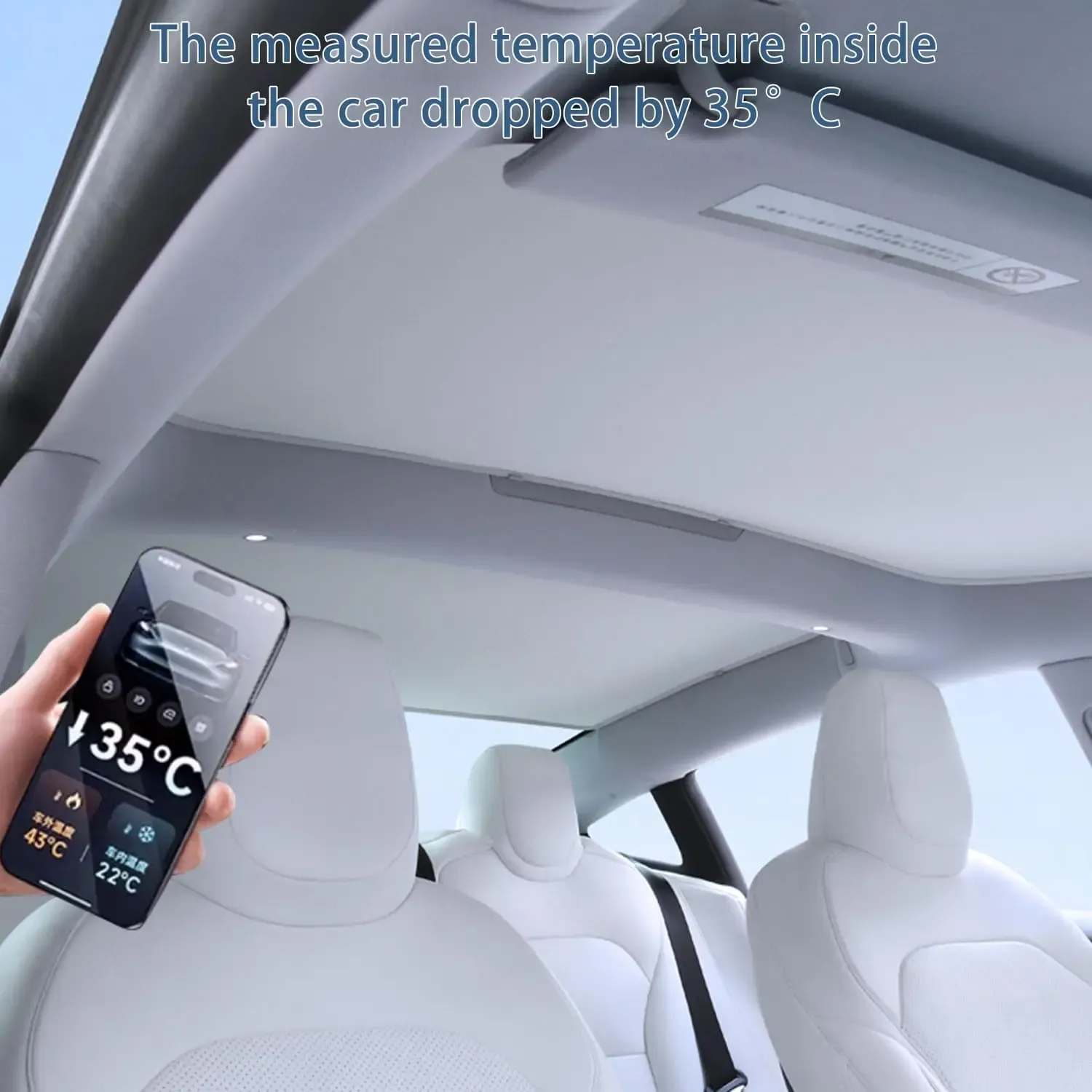 Pare-soleil pour Tesla Model Y, vue en situation