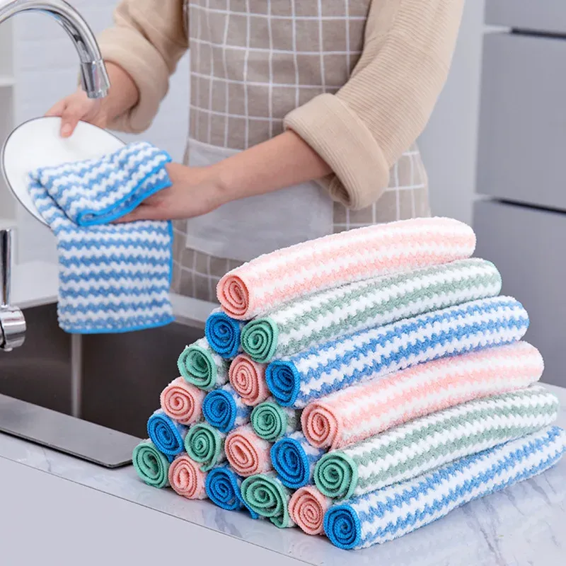 Chiffon de nettoyage absorbant en microfibre pour la vaisselle et l'entretien ménager, polyvalent, lot de 5 ou 10 4