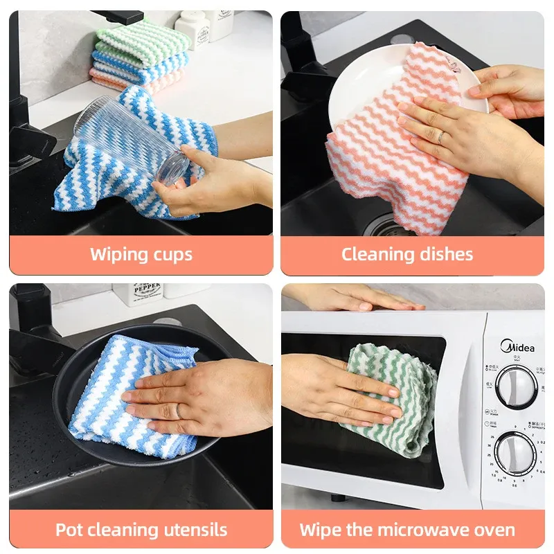 Chiffon de nettoyage absorbant en microfibre pour la vaisselle et l'entretien ménager, polyvalent, lot de 5 ou 10 6