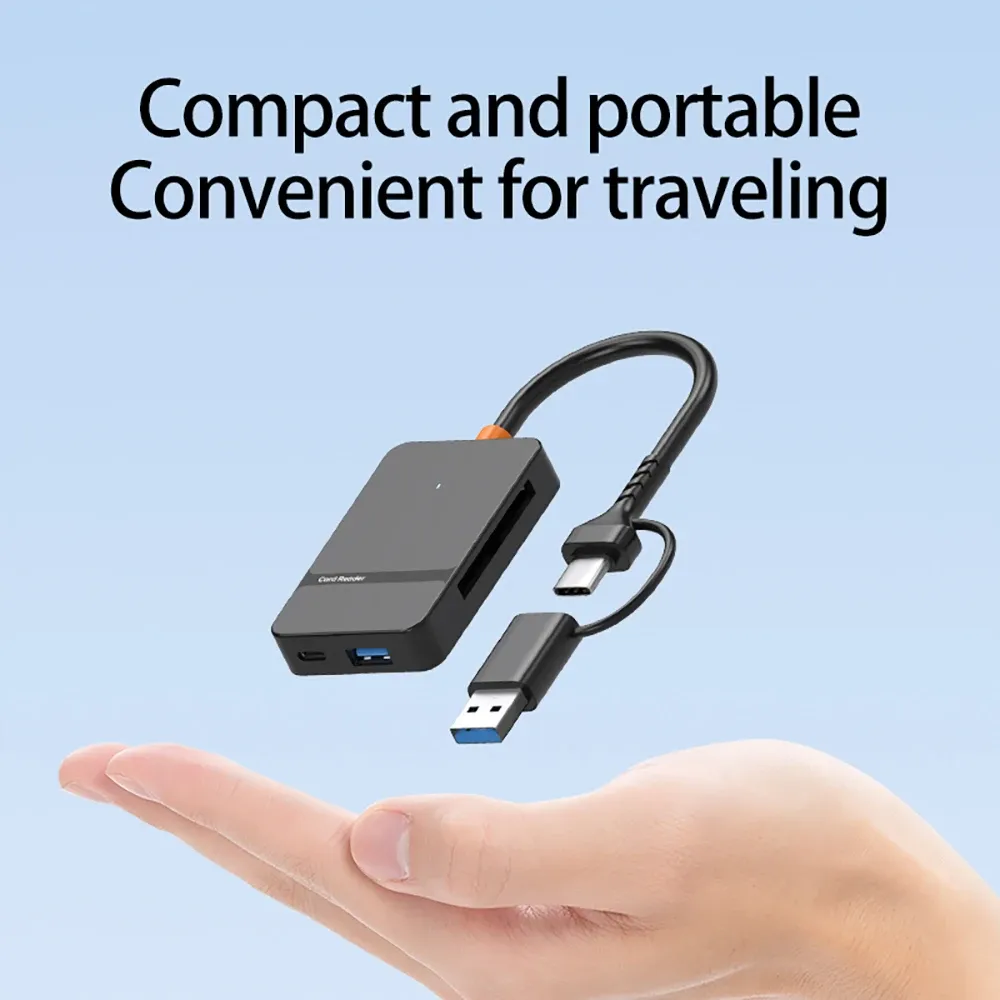 Lecteur de carte USB-C 8 en 1, lecteur multifonction compatible SD/TF/CF/MS, transfert de données jusqu'à 5 Gbps, adaptateur de carte flash 4