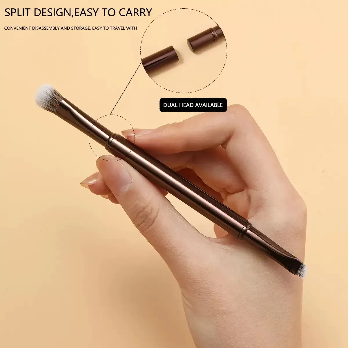 Ensemble de pinceaux de maquillage noirs portables, finition premium