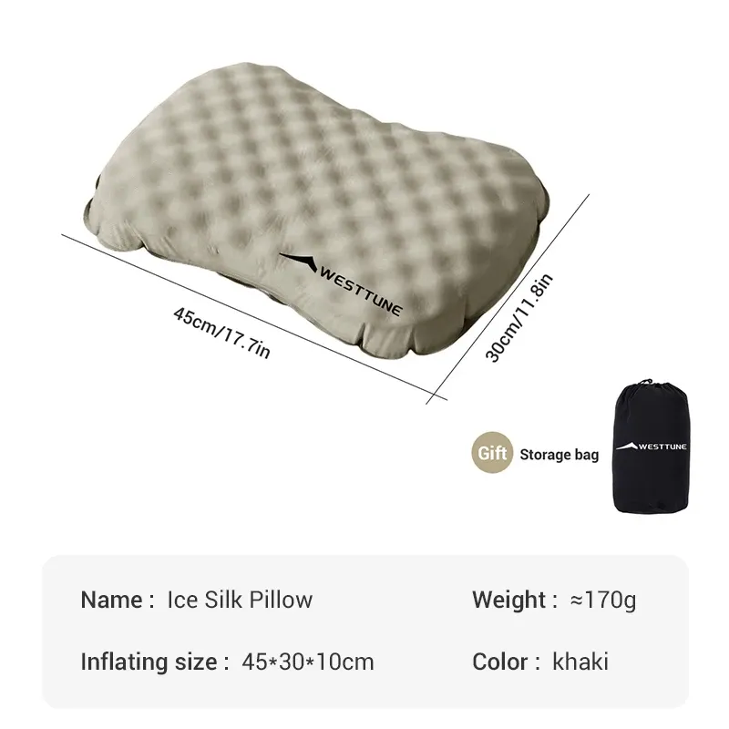 WESTTUNE – Oreiller gonflable de camping portable, pliable et compressible, oreiller de voyage en plein air pour le soutien du cou et des lombaires 8