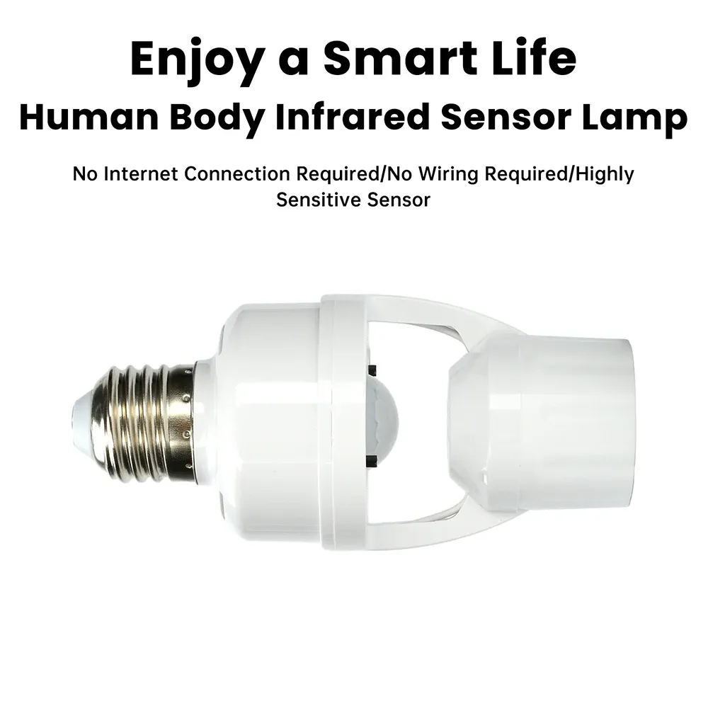 Douille de lampe à détecteur de mouvement E27 avec capteur infrarouge de présence humaine, installation sans fil, tête de lampe pour escaliers et couloirs 5