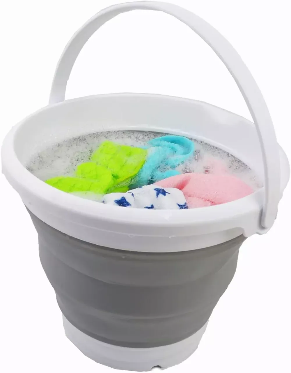 Seau pliable en silicone, vue d'ensemble