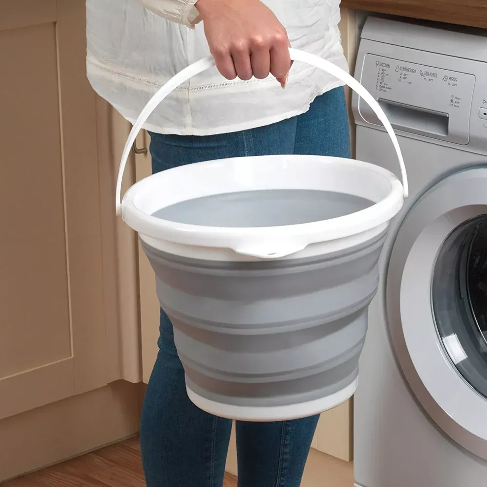 Seau pliable en silicone, finition